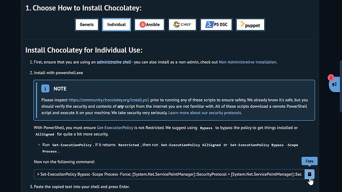 Install Chocolatey for Individual Use