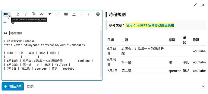 Discourse composer - Markdown mode